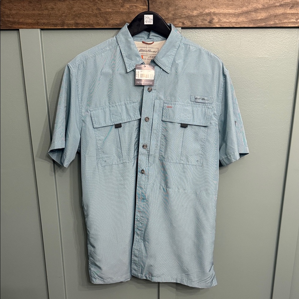 Eddie Bauer Men's Sky Blue Casual Button Down Shirt Large Tall